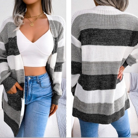 Warm Whisper Cozy Striped Cardigan - Picture 3 of 3